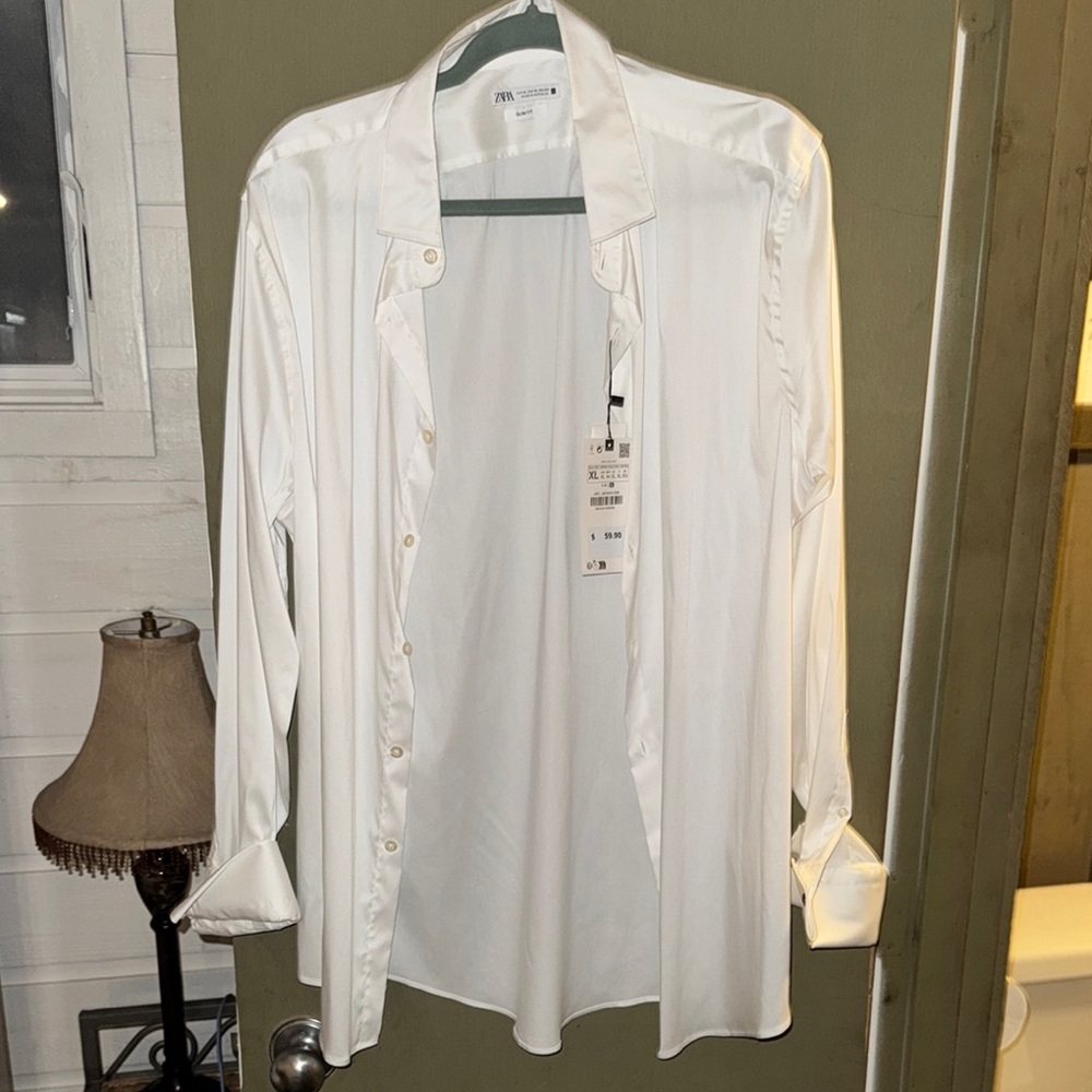 Zara White Dress Shirt Classic Long Sleeve